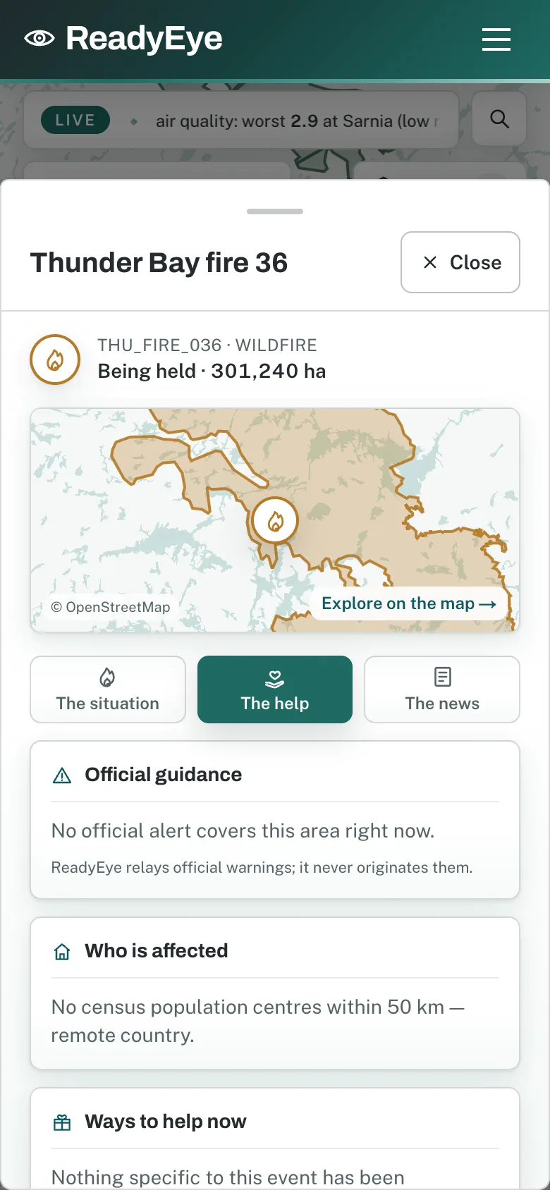 The help tab: official guidance, who is affected, ways to help now